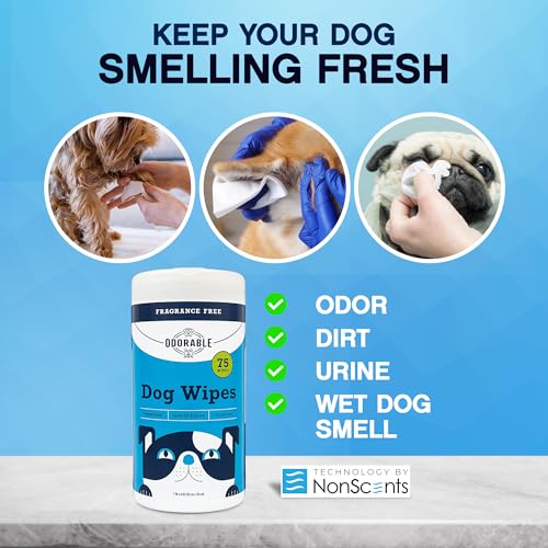 Dog Grooming Wipes – 75 Fragrance-Free Cleaning Wipes for Dogs & Puppies – Advanced Odor Neutralization for Paws, Body & Butt – Safe & Gentle for Pets, Alcohol-Free Pet Care Dog Grooming Wipes – 75 Fragrance-Free Cleaning Wipes for Dogs & Puppies – Advanced Odor Neutralization for Paws, Body & Butt – Safe & Gentle for Pets, Alcohol-Free Pet Care