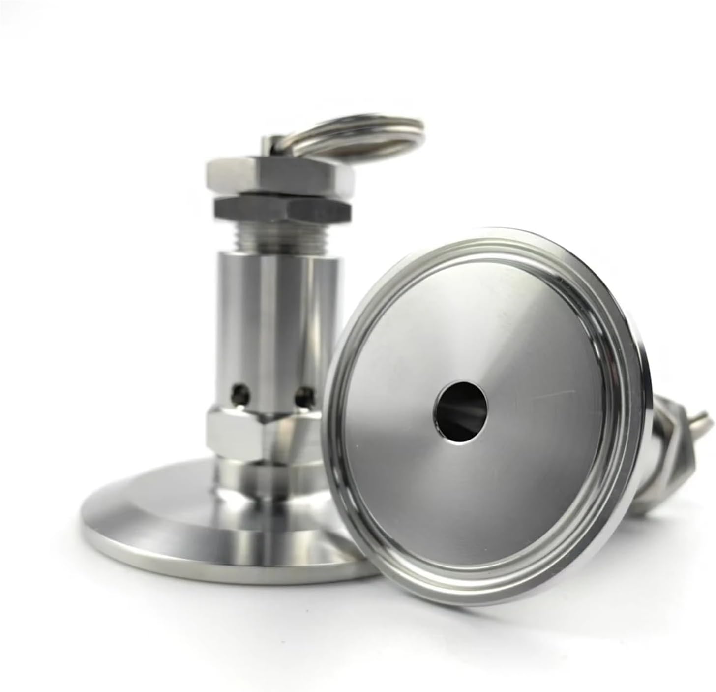 1pc 50.5mm 64mm Ferrule Tri Clamp1.5-2" Exhaust 0.05-1.0Mpa 304 Stainless Steel Safety Valve Suitable(0.4Mpa Fixed,64mm)