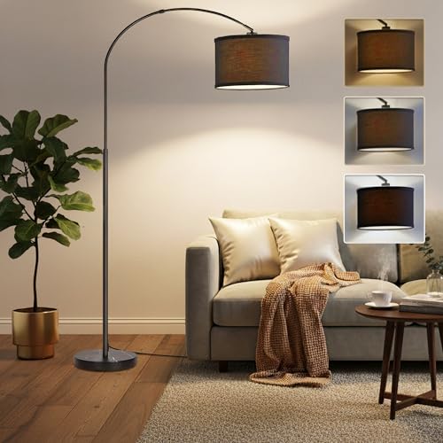 Bentifar Floor Lamp with Adjustable Shade Dimmable Arc Standing Lamp for Living Room Bedroom Office Tall Reading Light Beside Sofa Black [Amazon Exclusive]