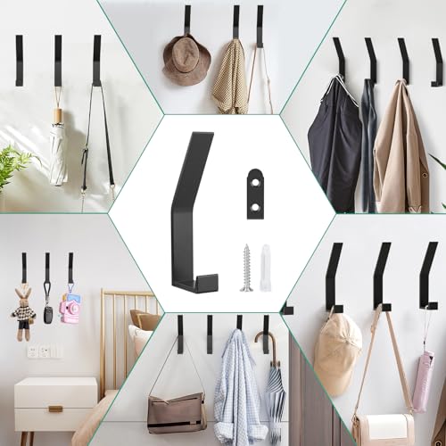 GOLUMU 8 Stück Kleiderhaken Schwarz, Garderobenhaken Wand Moderne Garderobenleiste Handtuchhaken zum Bohren für Jacken, Mäntel, Kleidung, Schals, Handtaschen und Mehr