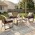 Outdoor Patio Furniture Set, 4 Piece Rattan Chairs with Coffe Table for Backyard, Balcony, Deck, Front Porch, Patio Conversation Seating Sets for Outside, Juego Muebles de Exterior(Light Brown)