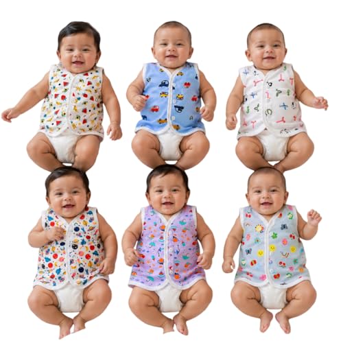 Image of Fareto New Born Baby Clothing Set Front Open Half 6 Shirts | 6 Tying Nappies | 6 Tying Caps | Infant Cloths (0-3 Months) (Pack Of 18)