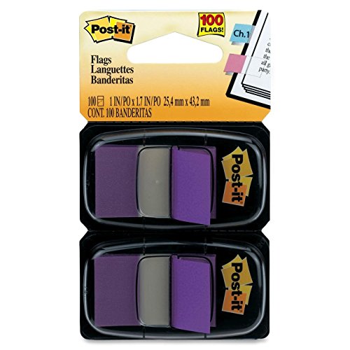 Banderas Post-it moradas extraíbles para ordenar apuntes sin estropear las hojas