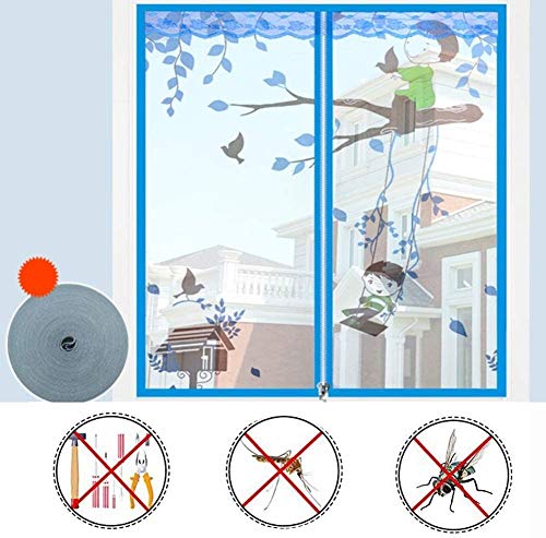 Mr.T Puerta mosquitera Lucha contra el Mosquito Bug Cortina, Pantalla de Punch-Libre de la Cremallera de Fibra de Vidrio de Malla Transpirable Cortinas Cortina de Arena Invisible