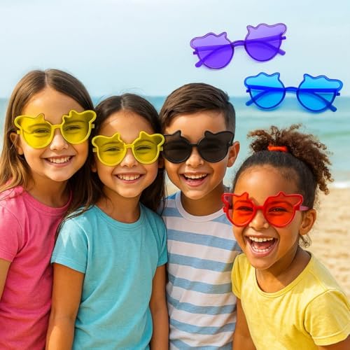 Image of Wanna Party Cute Kids Sunglasses bulk Party Favor, 6 Pack Transparent Pig Neon Sunglasses for Kids, Boys and Girls Age 3-8, Goody Bag Favors, Great Gift for Pool, Pig Birthday Supplies