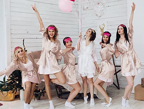 6 Pcs Women's Satin Wedding Party Robe Set Bride Bridesmaid Kimono sets Bridal Shower Getting Ready Silky BathRobe3