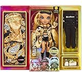 Rainbow High 423256-INT Pyjamaparty Marisa Golding-Goldene Modepuppe und Spielset mit 2 Outfits, Schlafsack und Accessoires-Tolles Geschenk für Kinder von 6-12 Jahren
