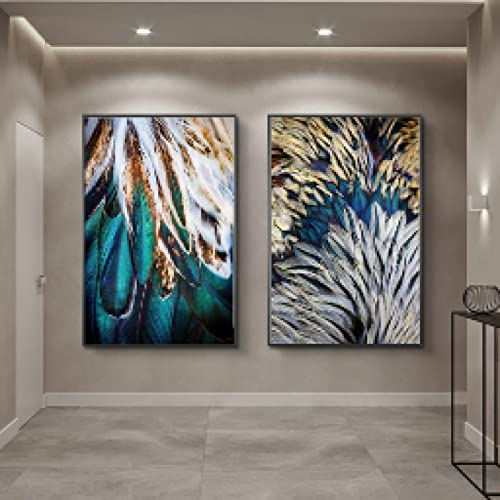 Toile plume abstraite colorée pour raviver un mur de salon blanc