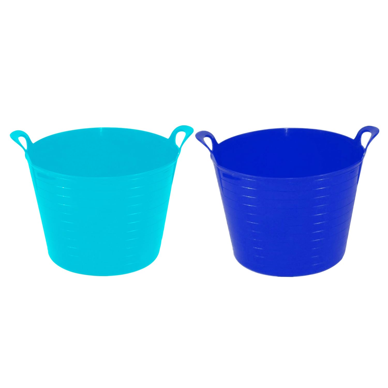 M1ss Blue And Sky Blue Set Of 2-42L Litre Flexi - Robust Versatile Multipurpose Large Flexi Tub Garden Home Flexible Plastic Storage Container Bucket Tub Trug Horse Feeder Flex Tub- Made In Uk