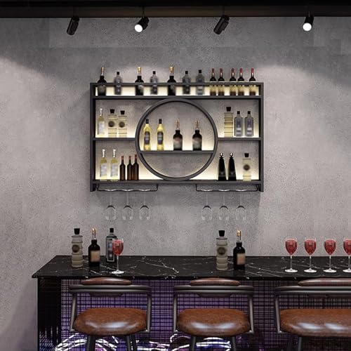 Casiers à vin muraux en métal 100x15cm avec support verres
