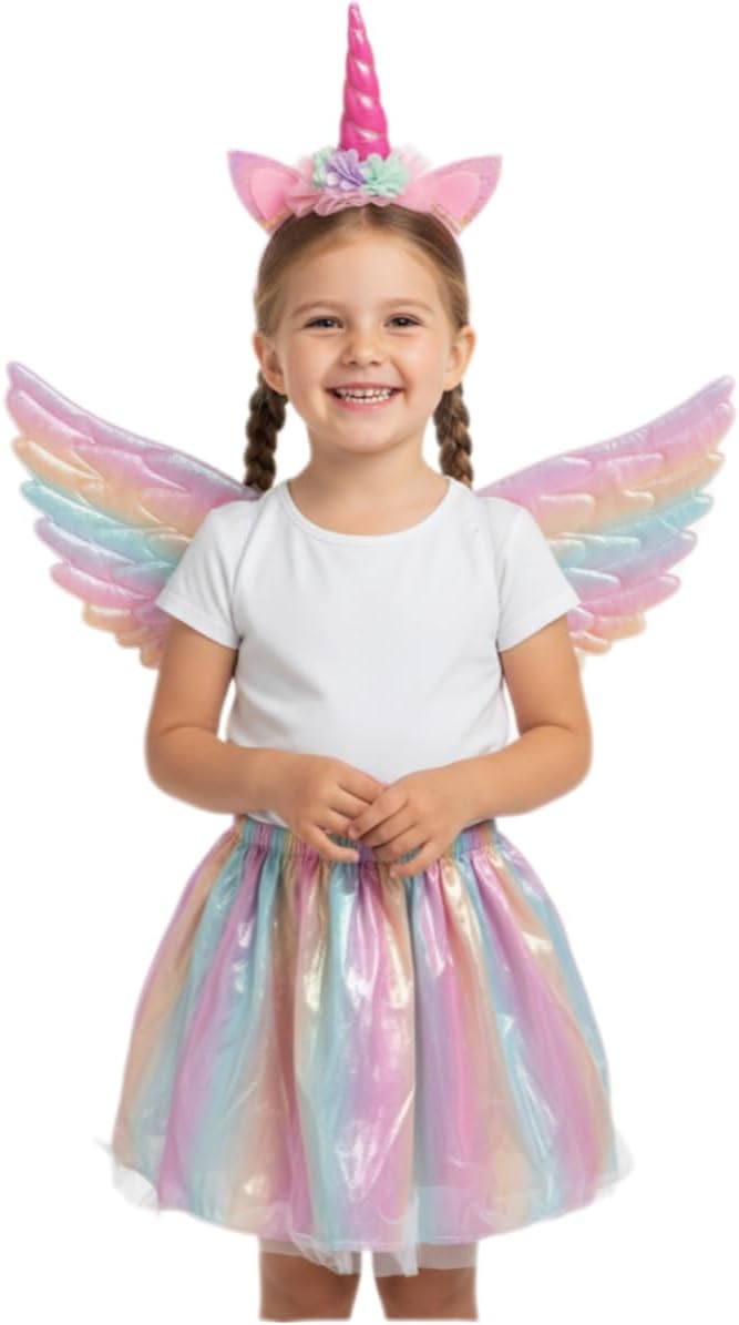 Fantasia unicornio Rosa Claro metalizada infantil para criança