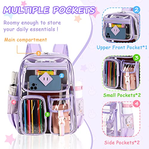 Clear Backpack for School,Heavy Duty PVC Transparent Bookbag for Girls Stadium Approved See Through Backpack4