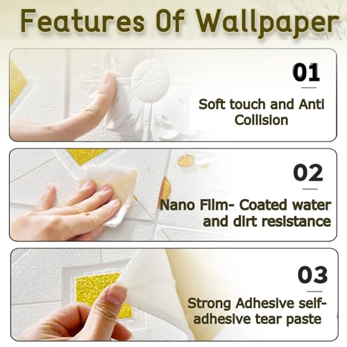 Image of Barebeauty 3D Wall Panel Wallpaper, Self Adhesive PE Foam Brick Sticker, Waterproof Wall Covering for Home Decor, 70 x 70 cm (Pack of 35, 184.45 Sq. Ft. Approx)