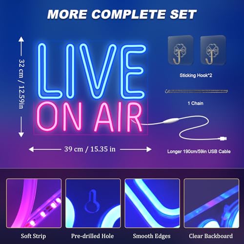 Image of Live On Air Neon Sign On Air Sign Wall Decor for Live Stream