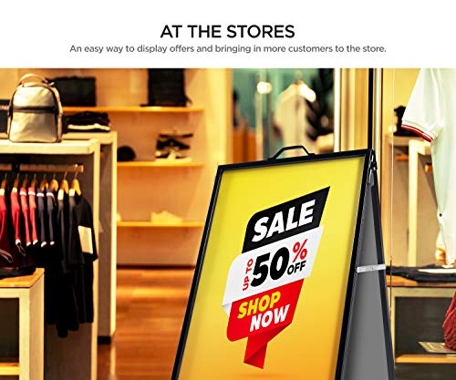 Flybold A-Frame Sidewalk Sign Board Curb Sign 24X36 Inch Slide In Double Sided Display Foldable And Portable With Carry Handle & 2 Plastic Boards Weather Resistant Does Not Fall With Winds Color Black #TOP3