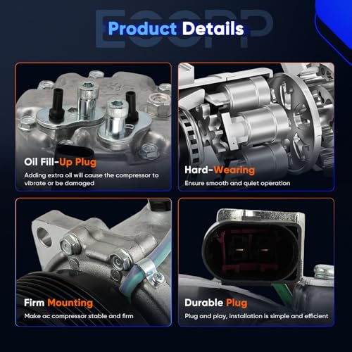 Image of ECCPP AC Compressor for Volkswagen for Jetta for Golf 1.8L 1.9L 1997-2001 | Fast Cooling AC Compressor for Car