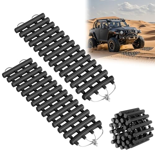 UISEBRT 2er-Set Auto Anfahrhilfe 60 x 21 cm Traktionshilfe Schwerlast Gummi Anfahrtshilfe Set Traktionsmatte mit Tragetasche Schwarz Wohnmobil Sandbleche für KFZ Auto Winter