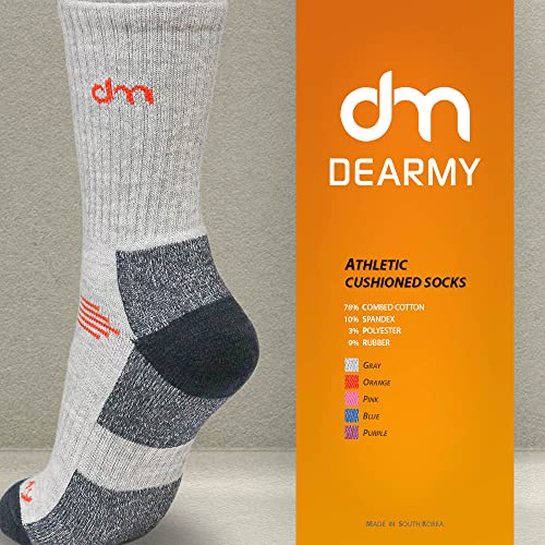 Dearmy Hiking Socks For Women/Men With Cushioned Moisture Wicking Sport Athletic Running Cotton Crew Socks-(5Pairs)(Medium (Shoe Size: 8-10), Orange/Grey/Purple/Blue/Pink) #TOP3