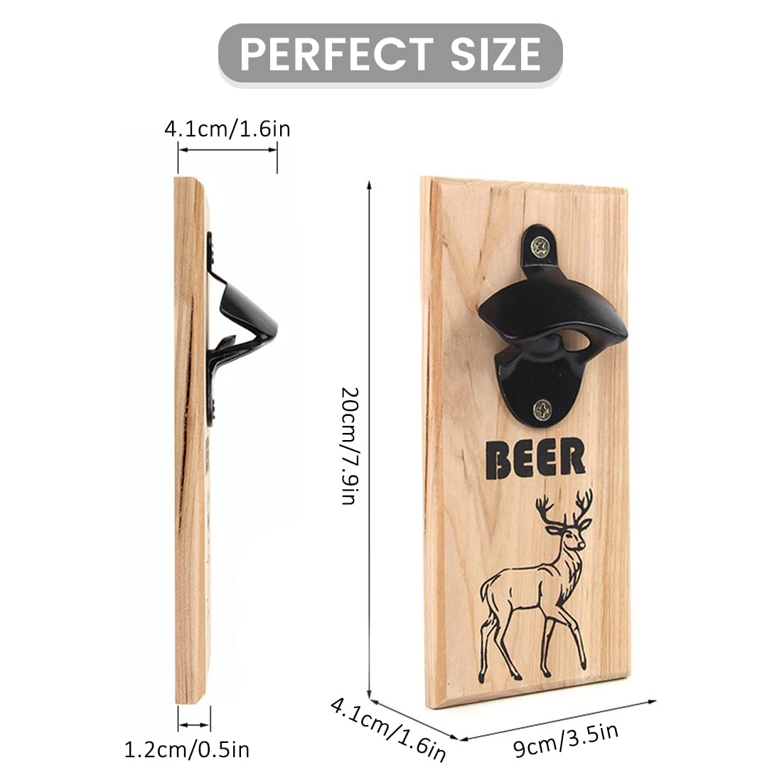 Bieröffner mit Auffangbehälter, Lustig Bierzähler Magnetisch Flaschenöffner, Wand Flaschenöffner aus Holz, Wandflaschenöffner für Bar Party Küche | Männergeschenke | Bier Geschenk,2 pcs