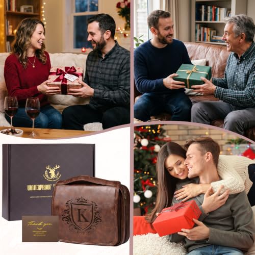 Personalized Initial 3-in-1 PU Leather Hanging Toiletry Bag for Men - Image 2