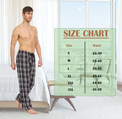 Pajama Pants For Men-Mens Flannel Plaid Lounge Bottoms With Button Fly-Plus Size #TOP5