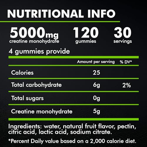 Keystone Peak KP Creatine Monohydrate Gummies Apple for Men & Women, 100% Creatine Apple Gummies, 5g per Serving + Vegan, Sugar Free + Strength, Energy, Muscle & Booty Gain - 120 Count - Thumbnail 5