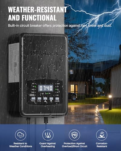 Image of 300W Low Voltage Landscape Transformer, Weatherproof Outdoor Low Voltage Transformer, 120V AC to 12 /14V AC, Landscape Lighting Transformer with Timer and Photocell Sensor, ETL Listed D12LT06