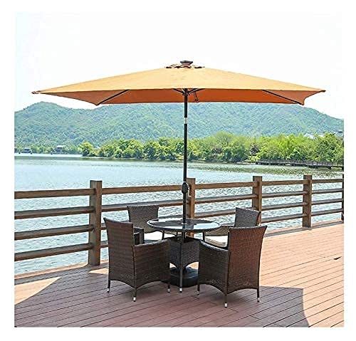 Sun Parasol Umbrella Garden Outdoor Garden Umbrella Parasol, 2.0 x 3.0m Rectangular Tilting Parasols with Solar LED Lights, Crank Handle, Adjustable Tilt Mechanism witho