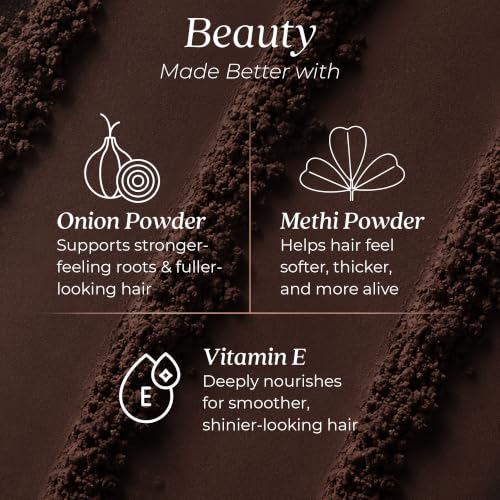 Image of Just Herbs Rang Root Touch-Up Powder - Black | Covers Grey Hair & Bald Spots Instantly | Beard Touch Up Powder | Infused with Vitamin E, Methi and Onion Powder|4g