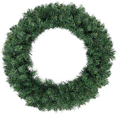SALCAR 60cm Large Artificial Christmas Wreath for Front Door , 2ft Door Wreaths Bushy Pure Green 24inch Indoor/Outdoor Wall Garland Holiday Christmas Decoration