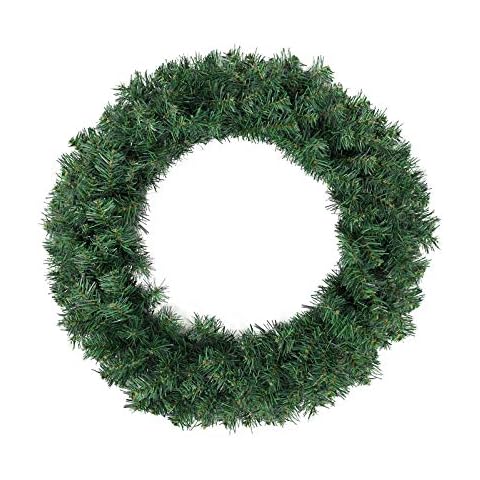 SALCAR 60cm Large Artificial Christmas Wreath for Front Door , 2ft Door Wreaths Bushy Pure Green 24inch Indoor/Outdoor Wall Garland Holiday Christmas Decoration Cover