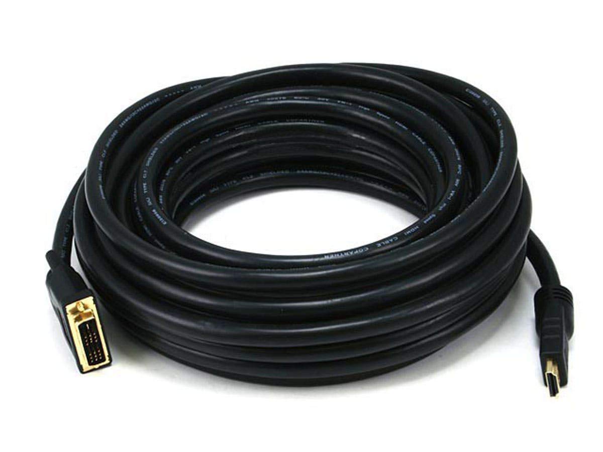 Monoprice 35ft 24AWG CL2 Standard HDMI to DVI Adapter Cable - Black