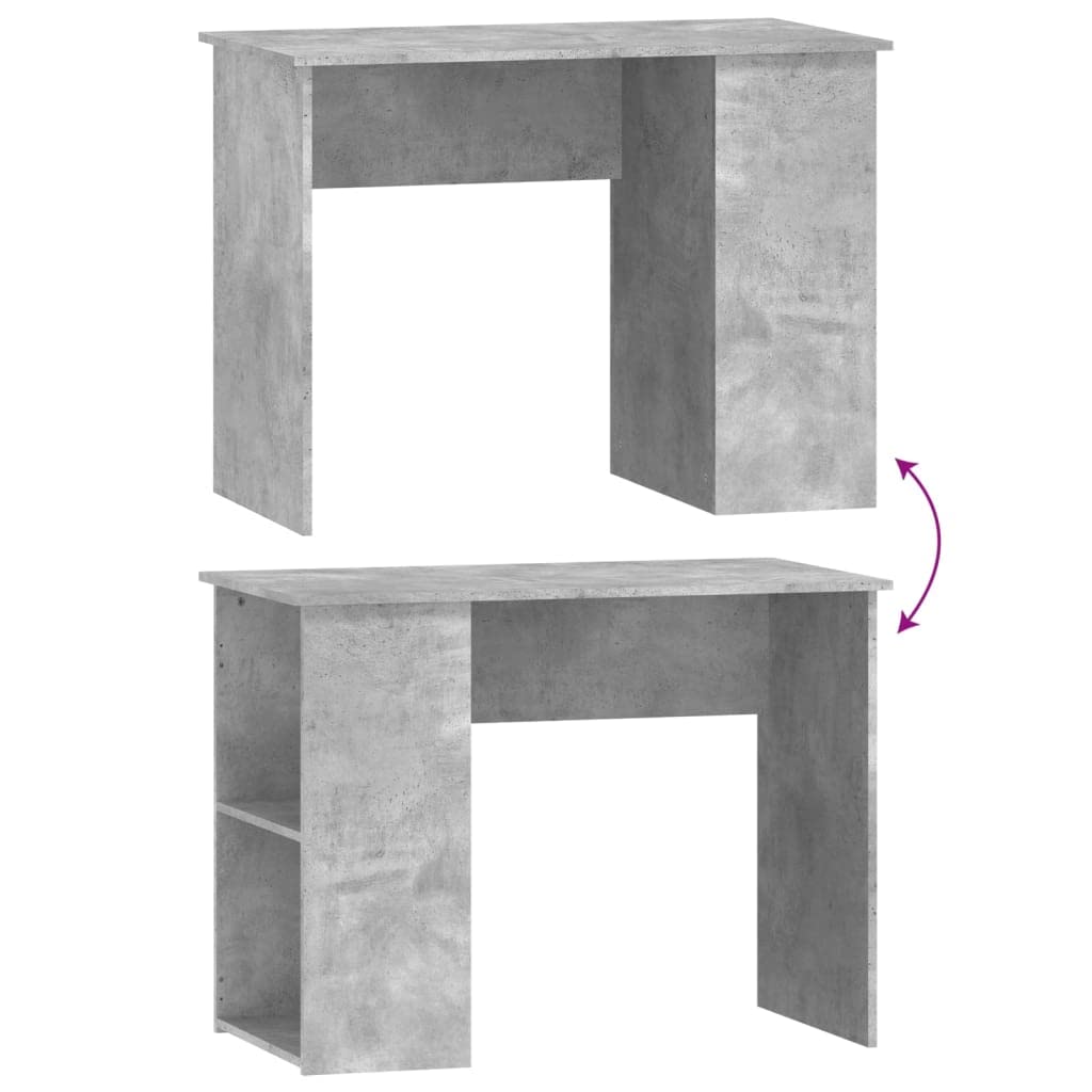 Scrivania Porta PC Grigio Cemento 100x55x75cm Legno Multistrato | Mobile studio con due vani aperti per organizzare libri, documenti e accessori in ufficio o camera.