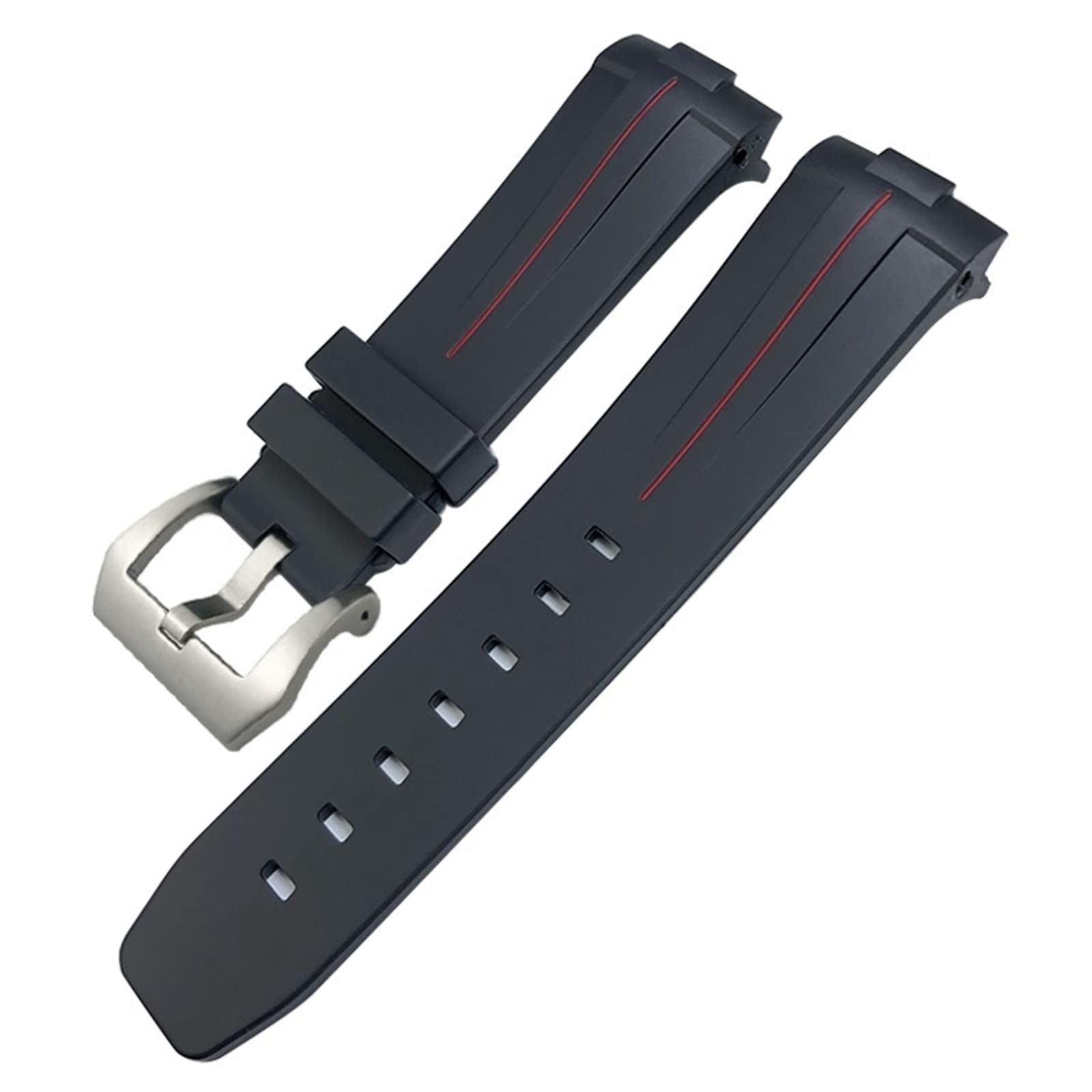 Correa de Reloj de Goma con Extremo Curvado de 24mm, Apta para PAM441/1312/00111, Correa Deportiva de Silicona con Hebilla de Mariposa de Acero Inoxidable