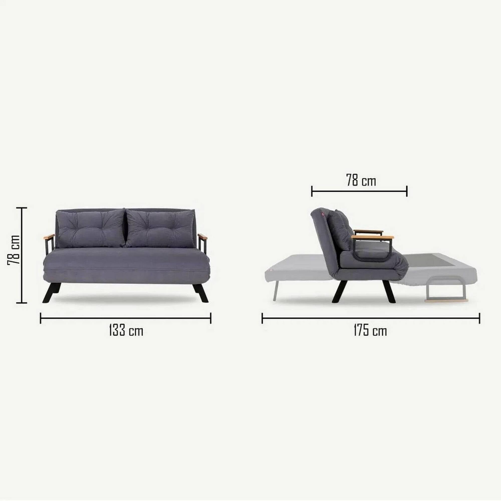 Dmora - Divano Letto 2 posti Merak, Sofà trasformabile, Divanetto per Ospiti, Poltrona Letto, 133x78 h78 cm, Blu