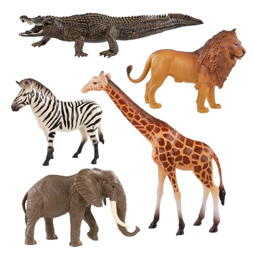 Idena 40388 - Spielfiguren Set, 5 Zootiere aus Kunststoff, jeweils ca. 10 cm groß, Tierfiguren für Kinder ab 3 Jahren
