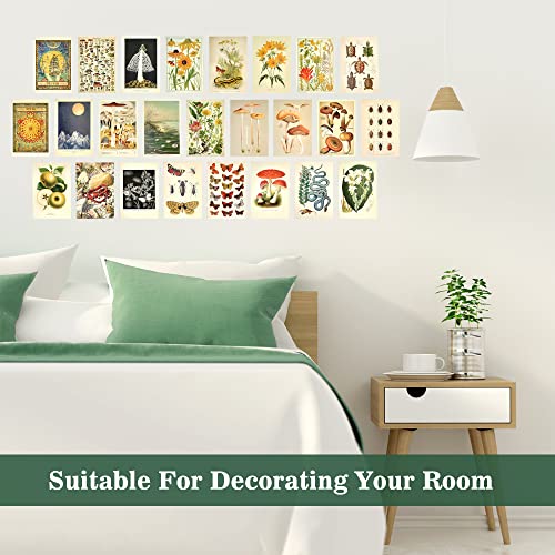 SIYINGSAERY 50 Stück Poster Collage Kit Vintage Karten Wand Collage Kit Aesthetic 4' x 6' Collage Druck Set Kit mit Doppelklebeband Indie Raumdekoration Wandcollage Kit für Schlafzimmern Büros