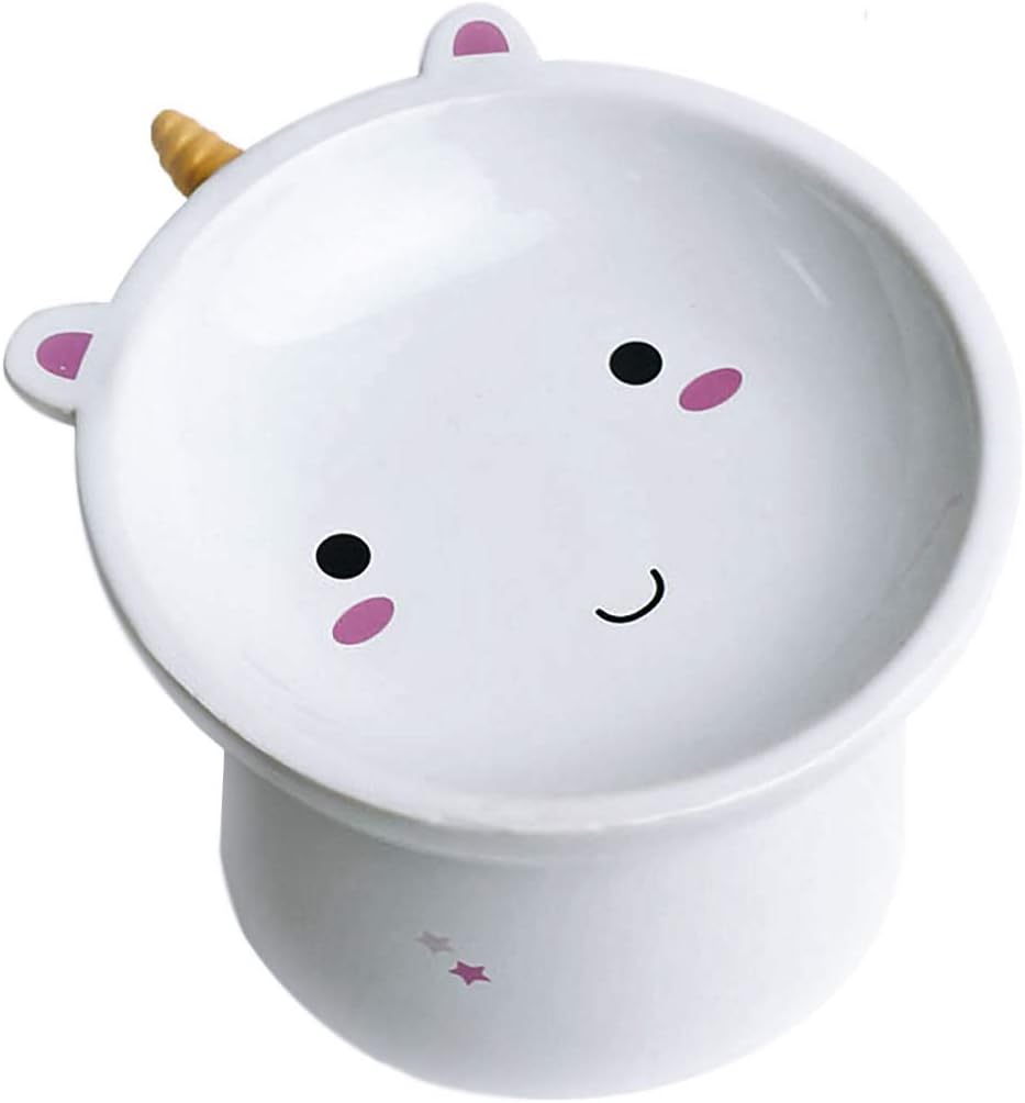 Pets Purpose Mini Ceramic Raised Unicorn Feeding Cat Bowl, Elevated Food Bowl – Stress-Free Meal