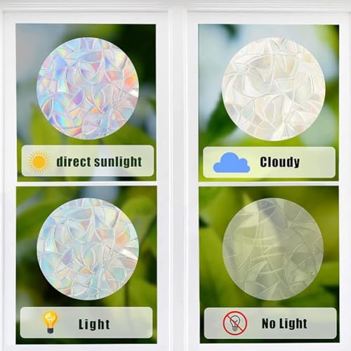 Image of GORGECRAFT 16Pcs Cloud Window Stickers Rainbow Sliding Door Clings Plastic Waterproof Reusable Static Prismatic Non Adhesive Suncatcher Decals for Save Birds from Collisions Home Door Decorations