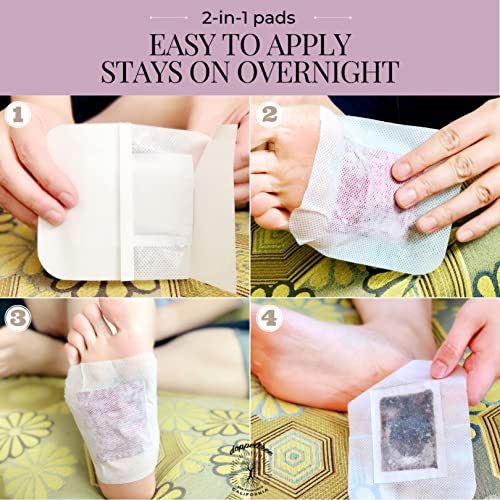 Doppeltree Foot Pads for Better Sleep, Less Stress, & Relief | Upgraded 2-in-1 Cleansing Patches with Organic Bamboo Vinegar | Formulated in San Francisco | 10x Lavender + 10x Rose