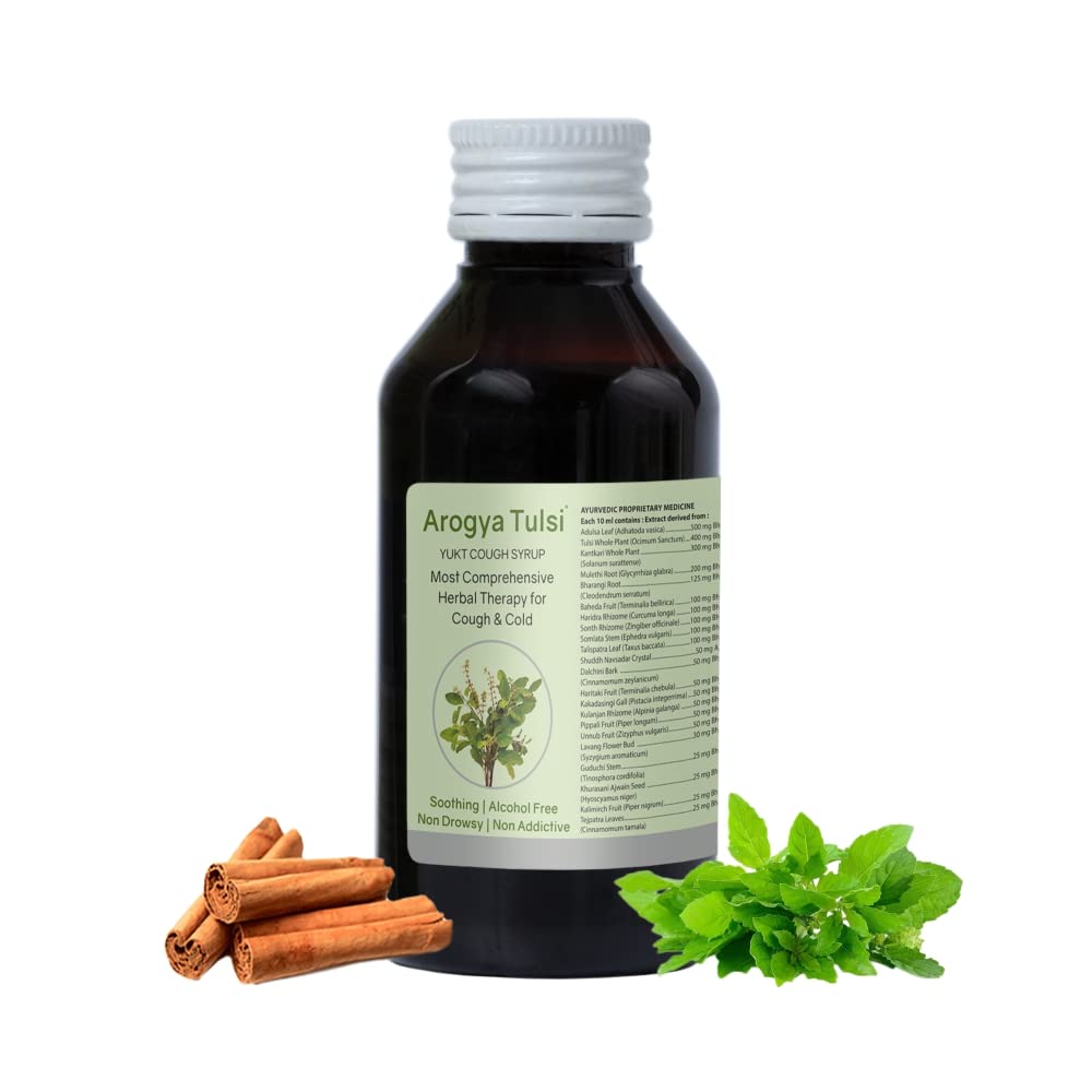 Arogya Tulsi Cough Syrup 100 ml | Ayurvedic Syrup For Cough and Throat Irritation | Alchohol Free | Non Drowsy | Non Addictive (100 ml - Pack of 1) (B08TTRC5L1) Amazon Price History, Amazon Price Tracker