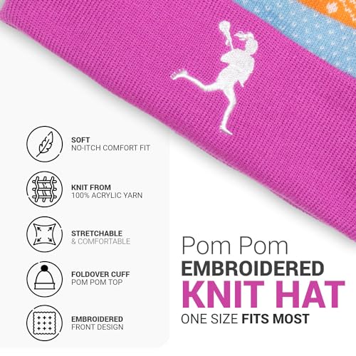 ChalkTalkSPORTS Lacrosse Knitted Beanie Hat | Lax Girl Fair Isle Pom Beanie2
