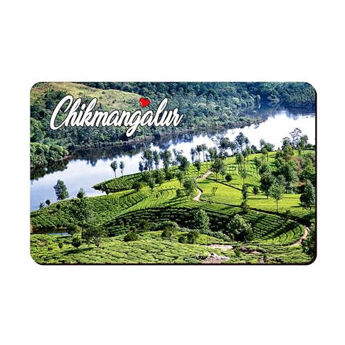 Image of Elegant Fridge Magnet with Themes |Rectangular Size Refrigerator Magnet with Magnetic Rubber Back | Pack of 1, 8.6cm X 5.4cm (Chikmangalur - Design 11)
