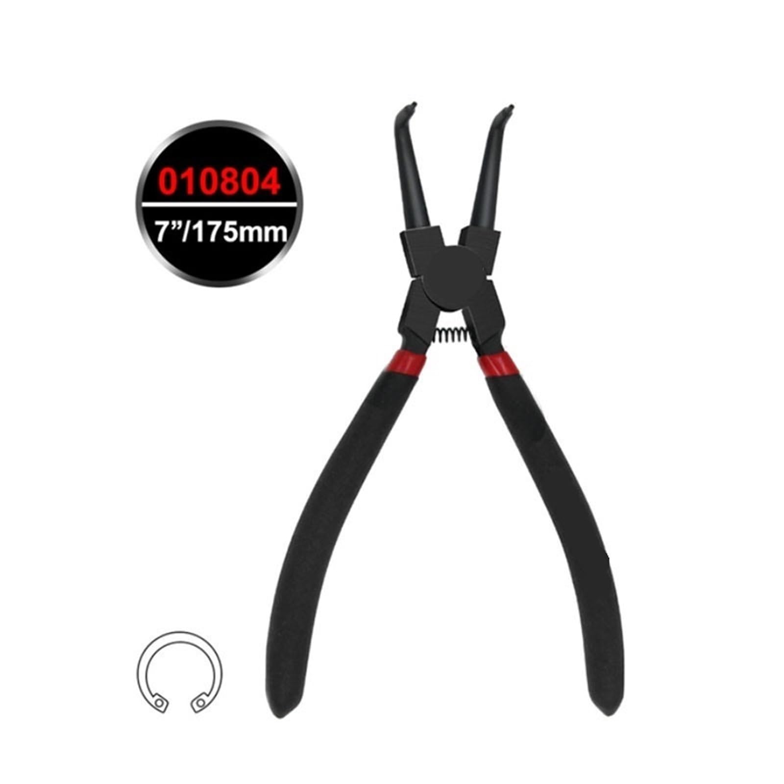 Kit de alicates Circlip alta resistencia 7 ", herramienta anillo presión multifuncional portátil con pico en ángulo recto exterior interior