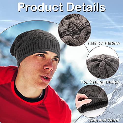 9 Pieces Knit Slouchy Hat For Women Men Oversized Soft Warm Winter Hat Chunky Stretch Cable Knit Beanie Skully (Cute Colors) #TOP2