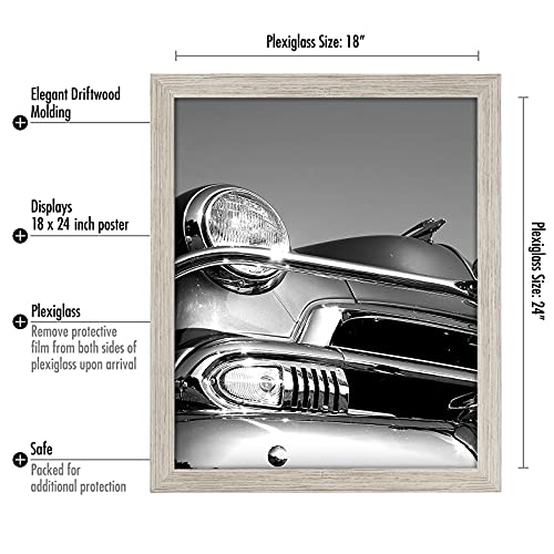Americanflat WB1824DWOOD 18X24 Poster Frame With Polished Plexiglass - Epic Collection - Gallery Wall Frames With Engineered Wood - Wide Photo Frame For Wall Display - Driftwood thumb #1