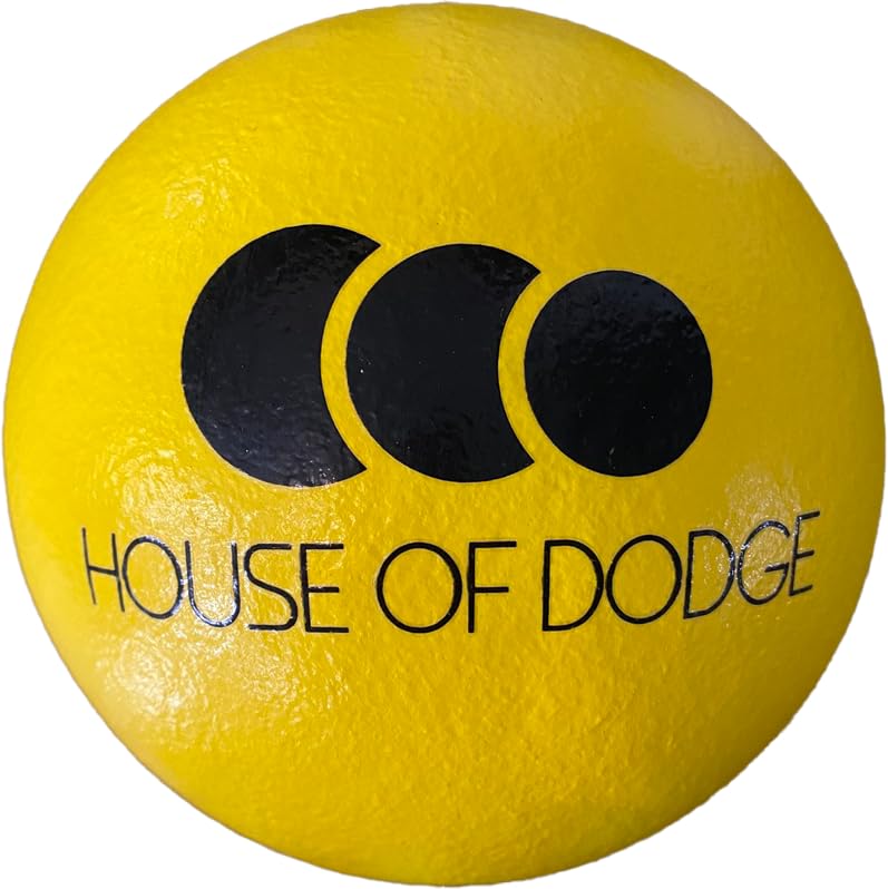 House of Dodge Foam Dodgeball - Pack of 6 Junior foam dodgeballs, suitable for Schools, Sports Halls & Clubs (Yellow) PU foam ball with PU foam skin - Safe to Play - British Standards