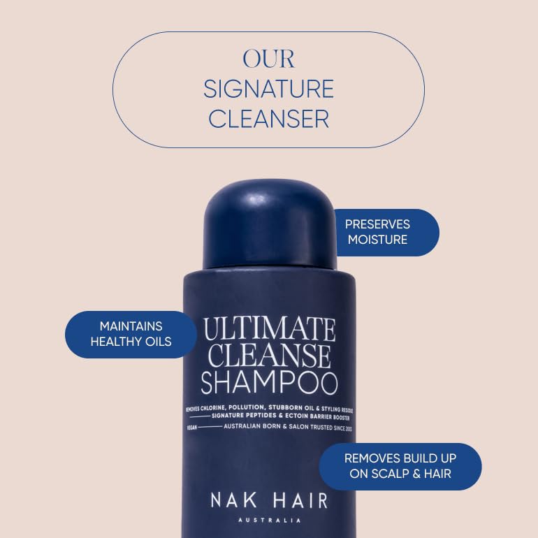 NAK Signature Ultimate Cleanse, Clarifying Shampoo 350ml - Removes Buildup & Chlorine for All Hair Types with Natural Vegan Complex