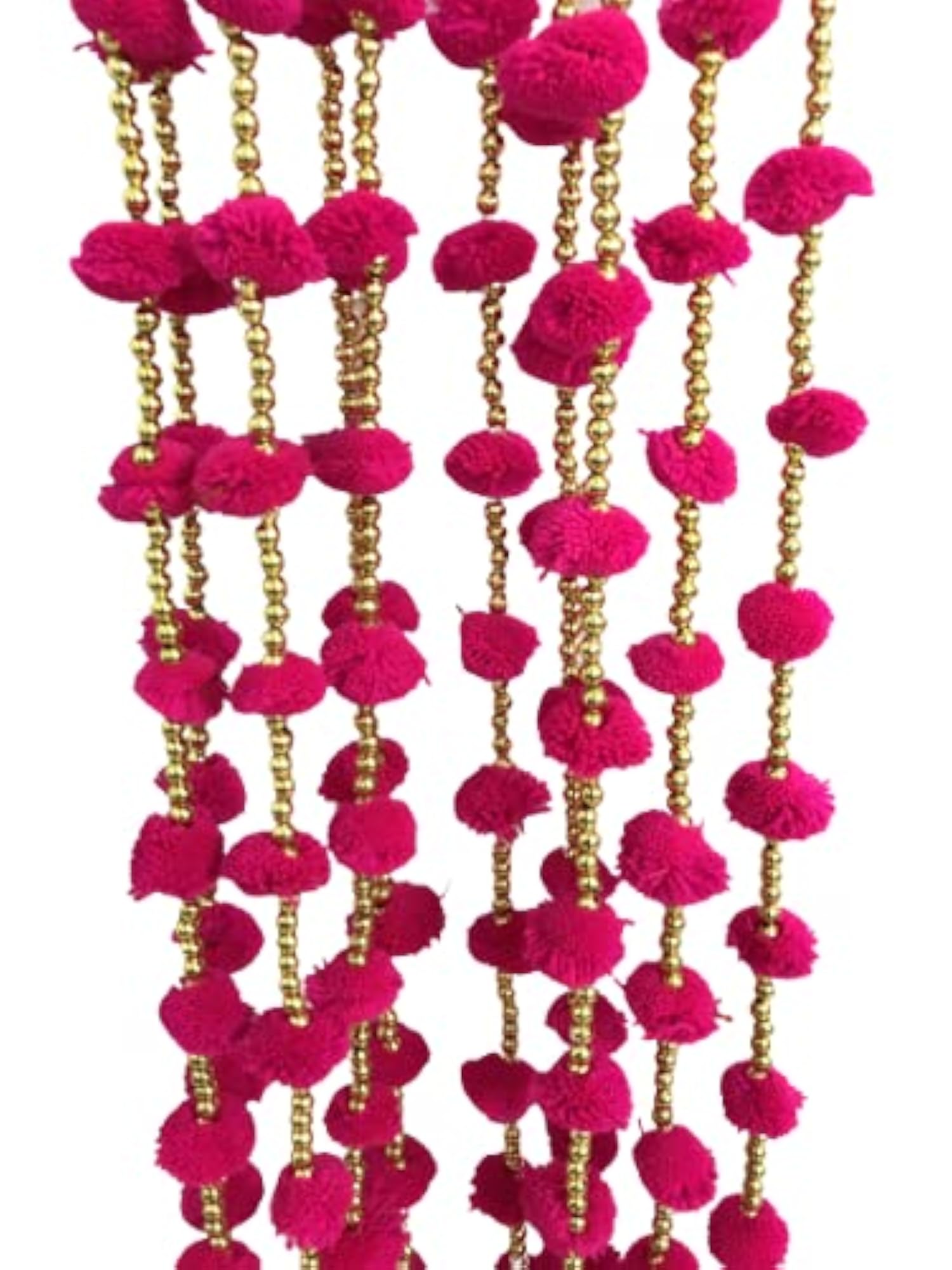 Collections Handmade Dark Pink Strings Pom Pom for Door, Wall Hanging