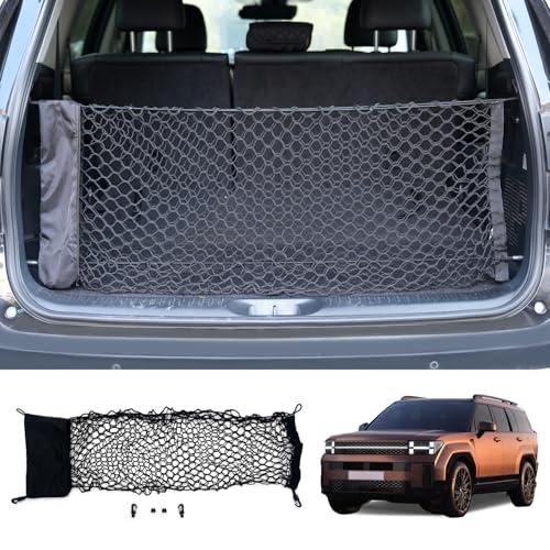 Maxzina Cargo Net Compatible with 2024 2025 Hyundai Santa Fe Truck Bed Cargo Net 3.12'×1.02' Double Layer Envelope Style Dense Mesh Trunk Organizer for Santa Fe Exterior Accessories